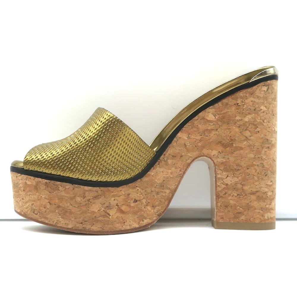 Jimmy Choo Deedee 125 Cork Platform Sandals Gold Metallic Leather Size 36 NEW - Picture 7 of 12